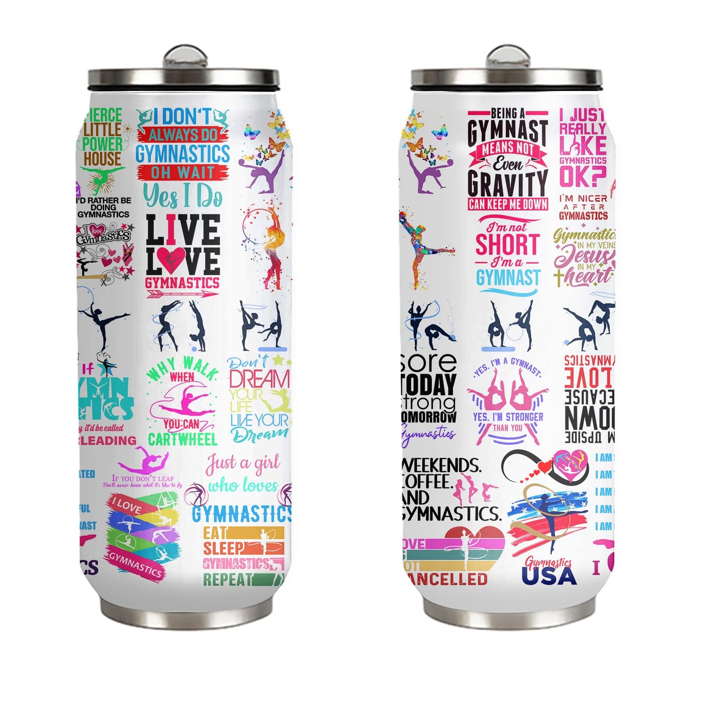 Gymnastics Tumbler Cup With Lid,Gifts For Gymnast Gymnastic Birthday Gift Stainless Steel Vacuum Coffee Mug Cup Gymnastic Gifts For Women Girls 17 Oz