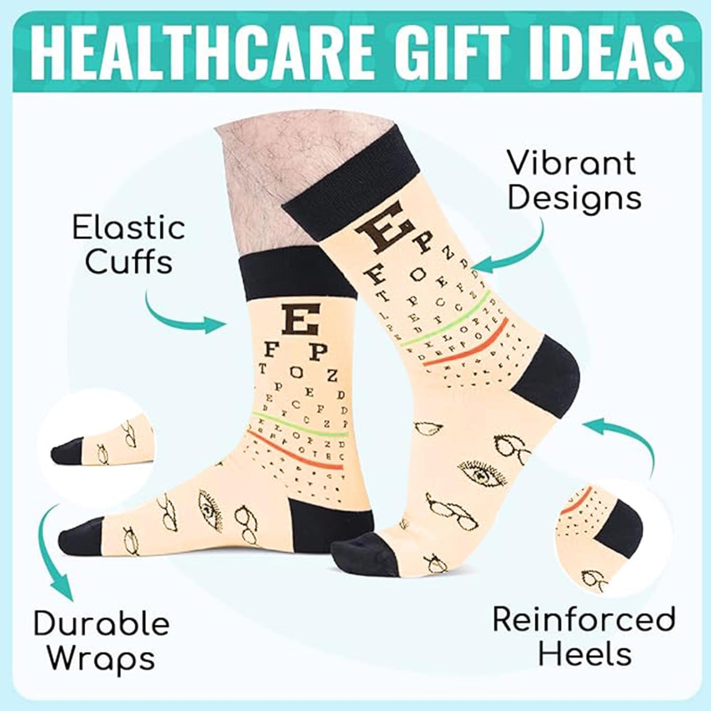 HAPPYPOP Nurse Doctor Vet Tech Gifts - Ophthalmologist Cancer Gift, Drs Day Nurse Week Socks
