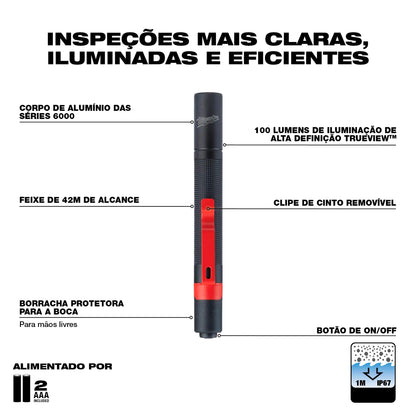 Milwaukee 2105 Aluminum 100-Lumen Pen Light with Clip