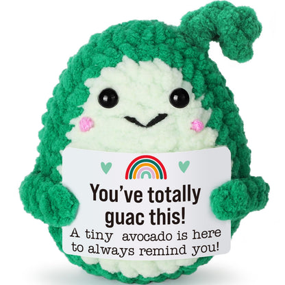 MY-ALVVAYS Positive Avocado Crochet Gift for Graduation Student Teen Girls, Congratulations Gifts for Women Birthday Daughter, Good Luck Emotion Cheer Support Deco Gift for College Sister