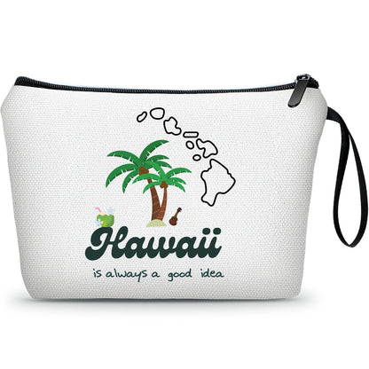 Hawaii Makeup Bag - Summer & Beach Gifts for Women, Travel & Birthday Gifts for Friends, Family