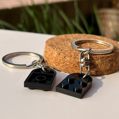 Brick Heart Keychain for Couple Boyfriend Girlfriend Best Friend, Cute Brick Matching Keychains Set for Husband Wife