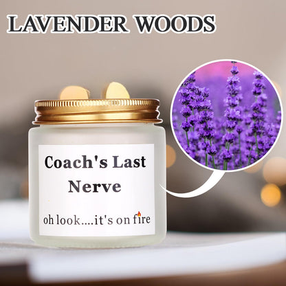 Coach Gifts Thank You Gifts for Coach Funny Gift for Women Men Coach's Last Nerve Candle Gift for Cheer Volleyball Swim Basketball Baseball Cool Coach Present (4pcs, White)