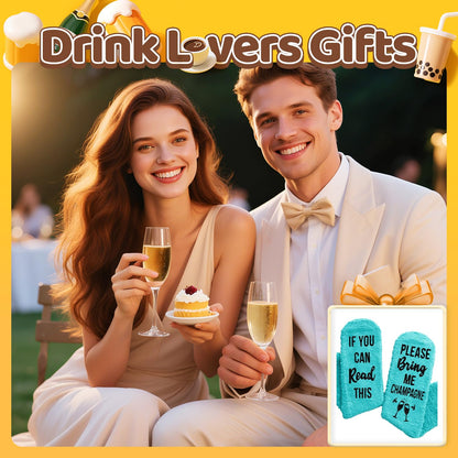 HAPPYPOP Funny Gifts for Women Men - Boba Tea Taco Gifts for Her, Bourbon Coffee Socks