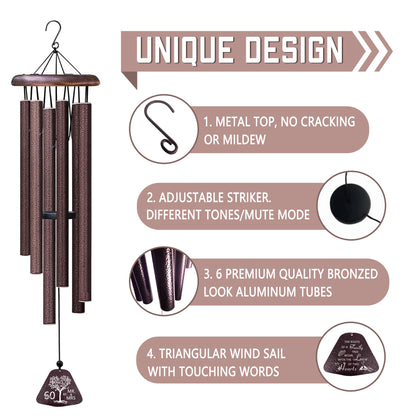 60th Wedding Anniversary Wind Chimes Gifts, Happy 60th Anniversary Decorations Gift for Parents Couple Husband Wife, Romantic 60 Year Anniversary's Keepsake Ideas Wind Chimes for Outside 32"