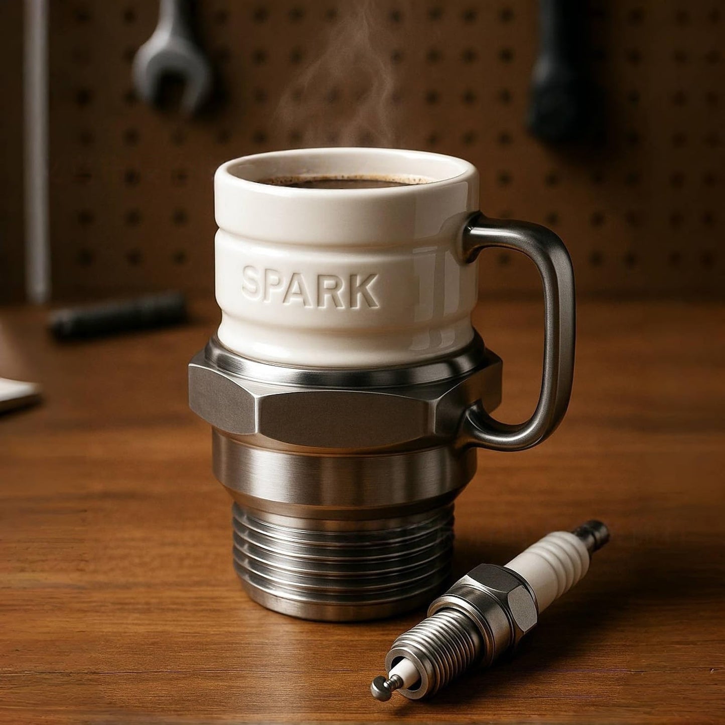 Spark Plug Novelty Mug, 15oz Ceramic Personalized Coffee Cup, Creative Auto-Themed Mug, Funny Gift for Car Lovers, Gearheads & Collectors – Perfect for Home, Office & Garage (1PC)