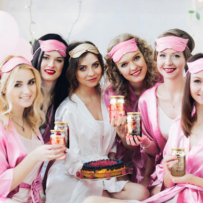 Irenare 8 Pcs Proposal Gifts Set Robes Makeup Bag Cup Cards Hair Tie Bracelet Diamond Pen Bridesmaid Gift Box(Pink,Maid of Honor)