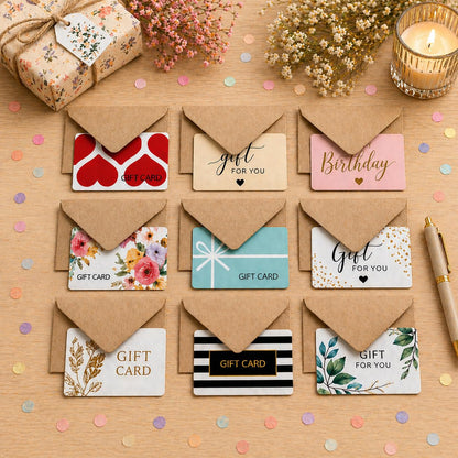 Mini Kraft Envelopes 60 Pack (4’’ x 2.7") – Small Gift Card & Cash Envelopes for Notes, Invitations, Party Favors, Weddings & Holidays