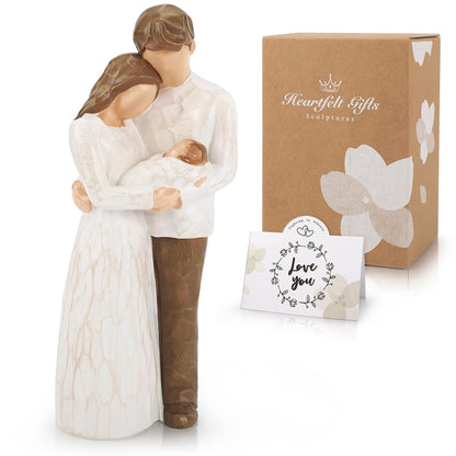 New Parents Gifts for Couples,New Mom Gifts for Women,A Family of Three Figurines Hand-Painted,Gift for First Time Mom and Dad,Parents and Baby Figurines,Moms Gift for Mother's Day