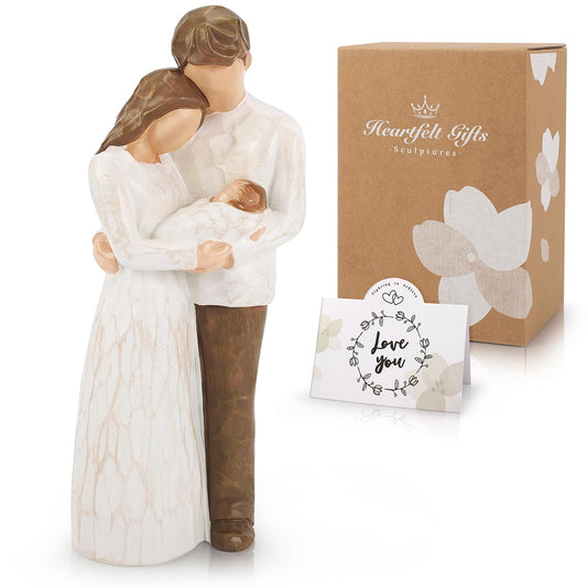 New Parents Gifts for Couples,New Mom Gifts for Women,A Family of Three Figurines Hand-Painted,Gift for First Time Mom and Dad,Parents and Baby Figurines,Moms Gift for Mother's Day