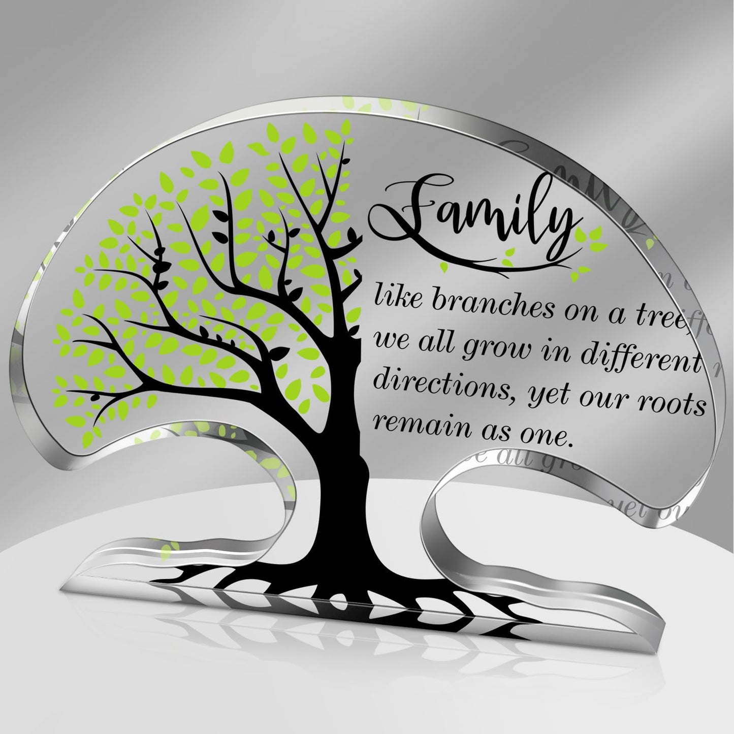 Jetec Family Reunion Gifts Tree Shaped Acrylic Keepsake Plaque Inspirational Desk Signs Heartwarming Family Members Gifts for Home Office Desk Shelf Table Decor