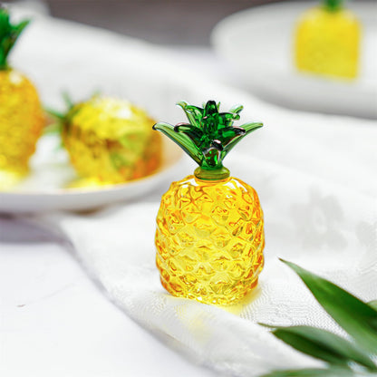 Glass Fruit Decor Crystal Pineapple Figurine Collectibles Hand Blown Glass Fruit Pineapple Decoration for Home Kitchen Office