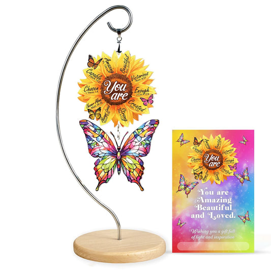 Christian Gifts for Women Birthday, Butterfly Inspirational Gift for Friends, Mom, Sister, Girl, Female Coworker, Christian, God Says You are Sunflower Gifts for Women, Religious Desk Decor