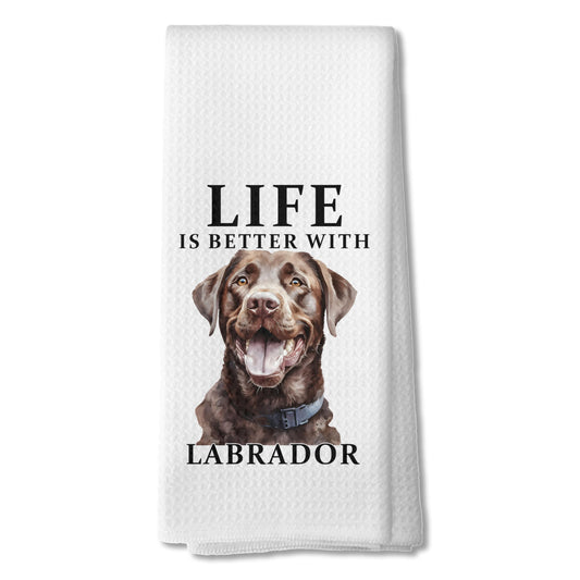 Labrador Retriever Gifts Kitchen Towels, Chocolate Lab Gifts Hand Towels for Bathroom, Life is Better with Labrador Decorative Tea Towels Dish Towels, 16x24 Inch