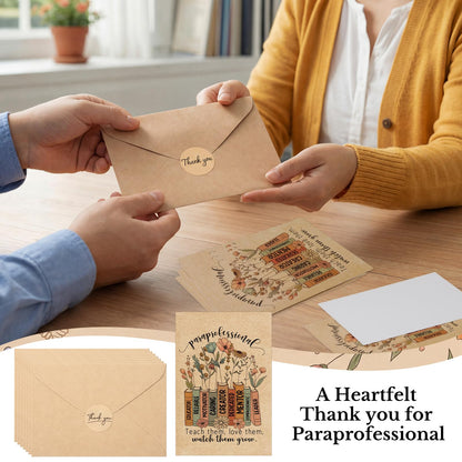 Resurhang 20 Sets End of Year Gifts Paraprofessional Cards Bulk 6x4'' with Envelopes and Thank You Sticker Graduation Teacher Appreciation Gift for Teacher Assistant Paraeducator Aide