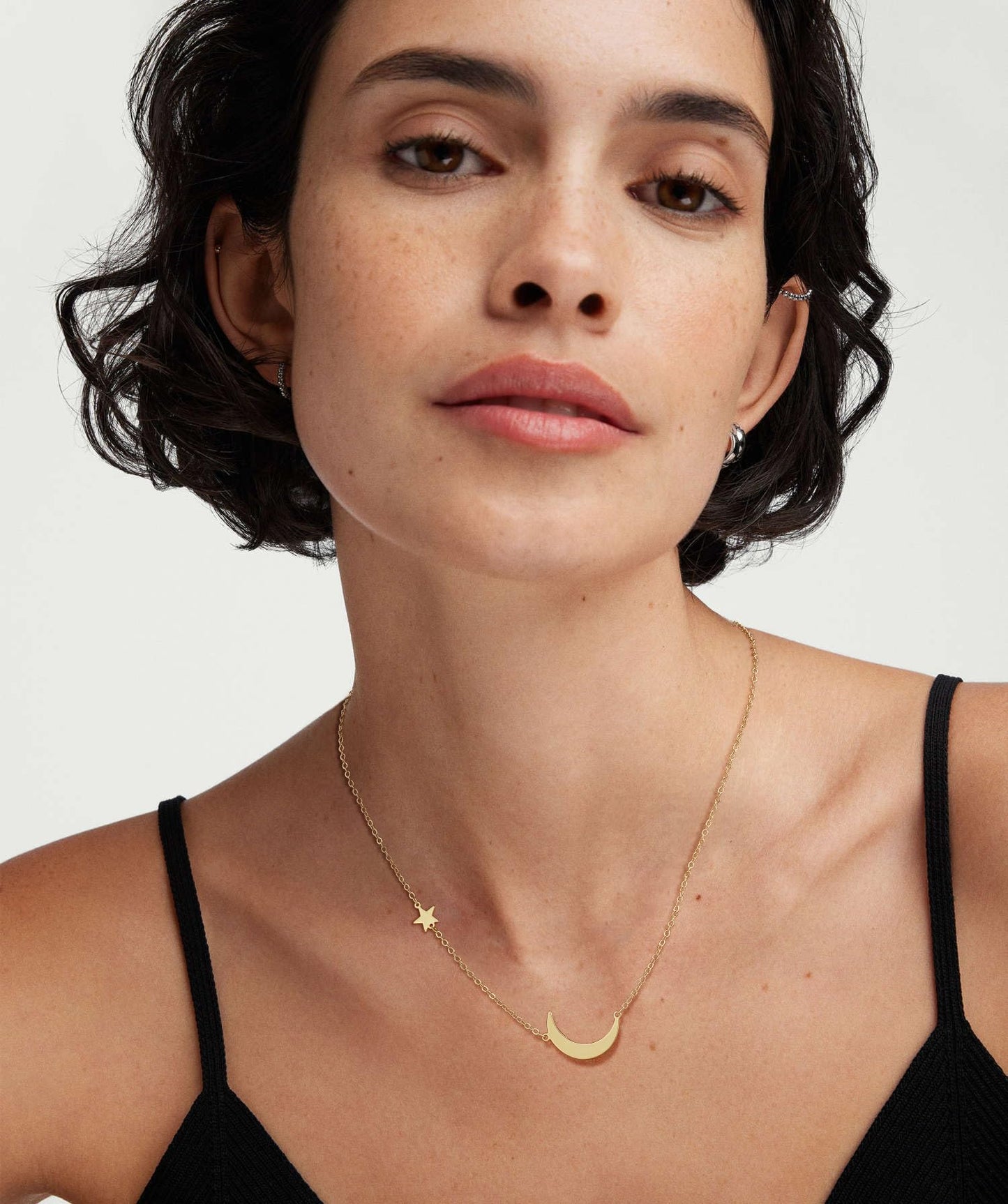 ASCOMY Dainty Gold Pendant Necklace 14k Gold Plated Delicate Tiny Love Heart Star CZ Leaf Pendant Necklace Simple Necklaces Everyday Jewelry for Women