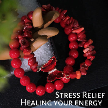 Handmade Jade Bracelet Healing Reiki Crystal Couple - Butterfly Charm Jade Stone, Positive Energy Good Luck for Wealth Money Jewelry