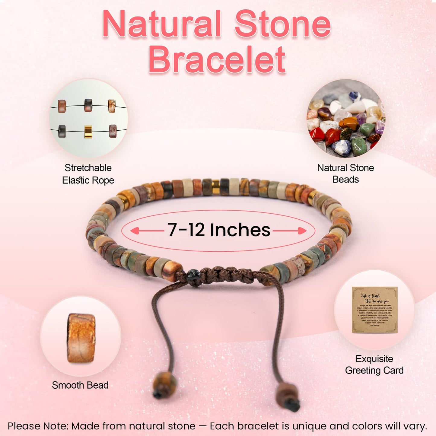 Inspirational Gifts Bracelets for Women: Mothers Day Birthday Gifts for Mom Women Friends Sister - Healing Natural Stone Beads Bracelets Thinking of you Get Well Soon Gift for Women