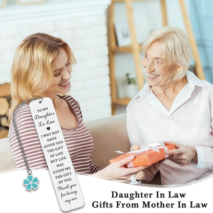 Daughter in Law Gifts from Mother in Law - Mothers Day Gifts for Daughter in Laws Birthday Future Daughters in Laws Gift for Mothers Day Birthday Wedding Anniversary, Bookmark for Book Lover Women