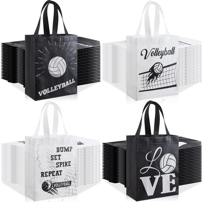 Wesnoy 48 PCS Volleyball Gift Bags Bulk Reusable Non Woven Volleyball Snack Party Favors Tote Treat Goodie Candy Bags with Handle for Team Sports Theme Birthday Party 9.84 x 7.87 inch