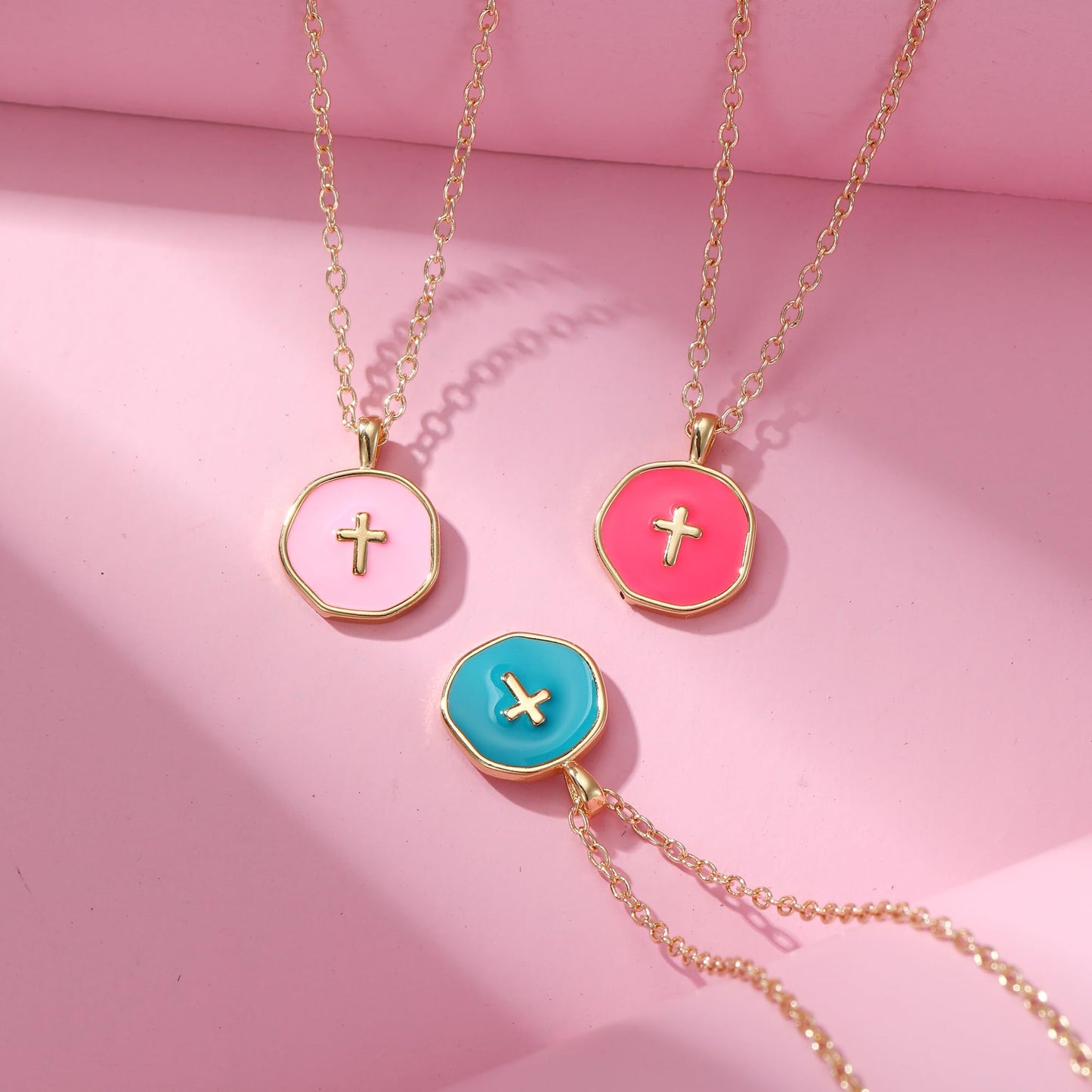 Cute Small Cross Necklace, First Communion Baptism Decorations Party Favors Christian Religious Easter Jewelry Gifts for Daughter Granddaughter Niece