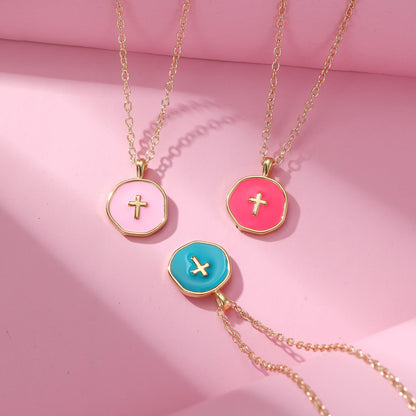 Cute Small Cross Necklace, First Communion Baptism Decorations Party Favors Christian Religious Easter Jewelry Gifts for Daughter Granddaughter Niece