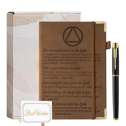 Sober Gifts Sobriety Gifts for Men Women Recovery Leather Journal Notebook 200 Pages A5 Lined with Inner Pocket and Pen AA NA alcoholics anonymous gift Sober Milestone Gift