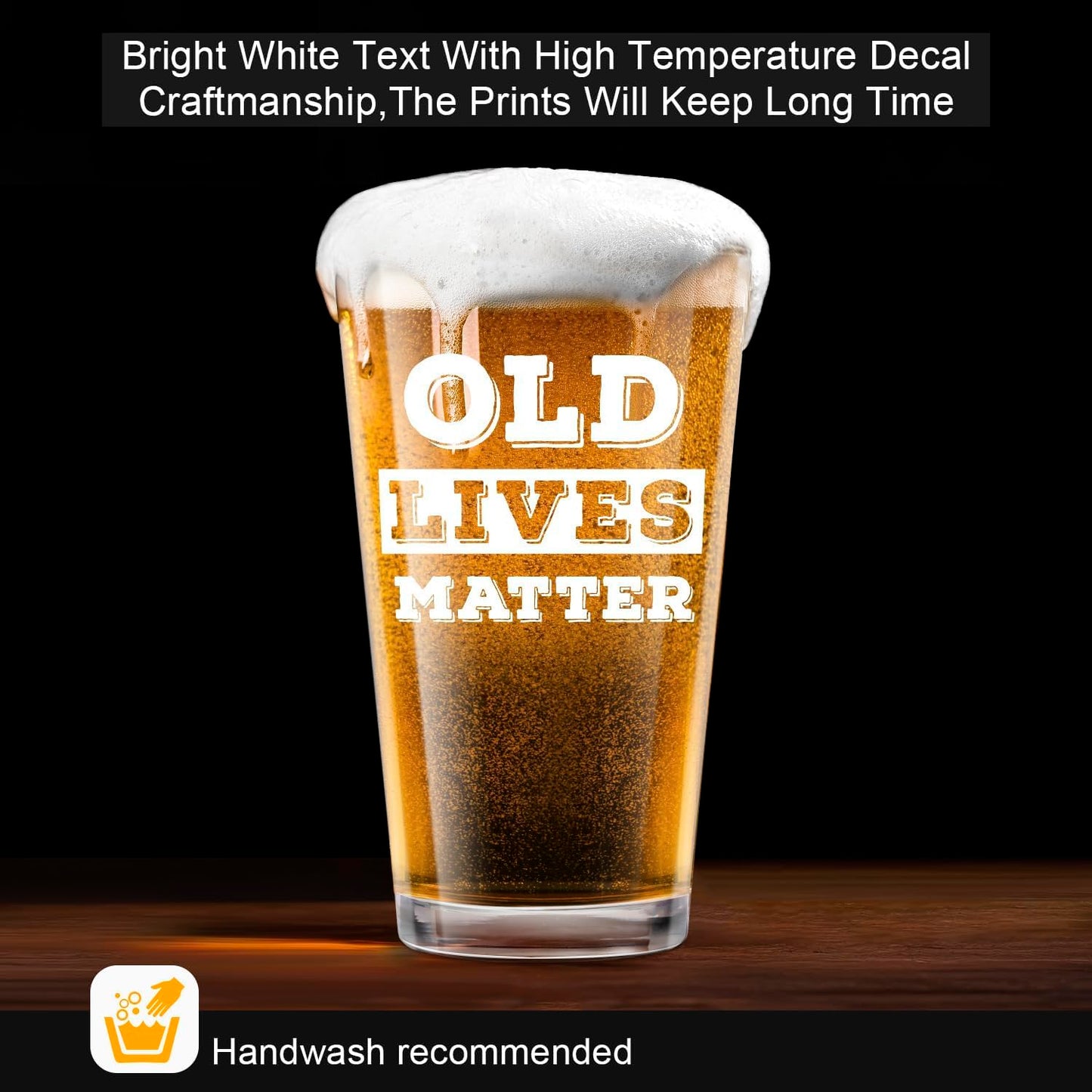 LIGHTEN LIFE Old Lives Matter Beer Glass 16 oz,Unique Old Man Gifts Pint Glass in Valued Barrel Box,Birthday or Retirement Beer Glass Gfit for Dad,Grandpa,Senior Citizen,Old Men