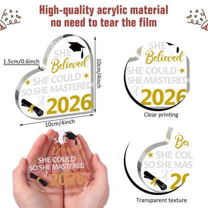 Gerrii 3 Pcs Masters Graduation Gift Set She Believed She Could So Mastered It 2026 Insulated Tumbler 12 oz Acrylic Heart Decor Keychain Graduation Master Degree Christmas Gift for Women(Master)