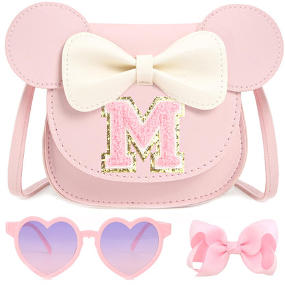 PRLINJSK Toddler Purse for Girls Birthday Gift, Little Girls Purse Kids Wallet Mouse Crossbody Bag Gift Set