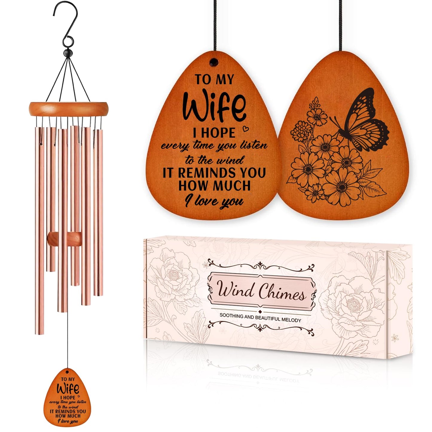 Gifts for Wife, Wind Chimes for Wife, Mothers Day Best Gift for Wife, Heartfelt Birthday Present from Husband, Unique Gifts Ideas for Wedding Anniversary Valentine's, Thanksgiving, Christmas