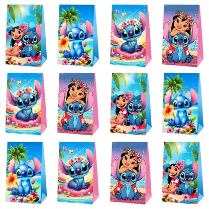 BNFUO 12pcs Stitch and Angel Goodie Bags Party Bags Gift Bags for Birthday Party, Stitch Birthday Party Supplies Birthday Decorations