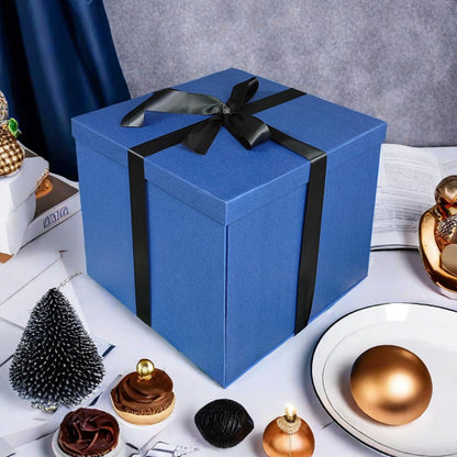 YINUOYOUJIA Large Gift Box 12x12x10 Inches,Blue Gift Boxes for Presents,Birthday Box,for Packaging,Valentine's Day,Mother's Day,Christmas,Anniversaries,Family or Business.