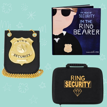 Tickle & Main Ring Bearer Proposal Gift Set - Youth S/M, Ages 4 & Up, Black Polyester - Includes Storybook, Leather Badge & Security Briefcase - Kids Ring Bearer Gifts
