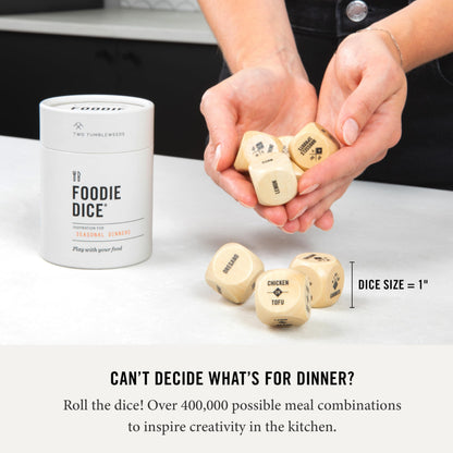 Two Tumbleweeds Foodie Dice - Set of 9 Dice to Inspire Creative, Seasonal Meals with Take Out Die - Unique Cooking Gift