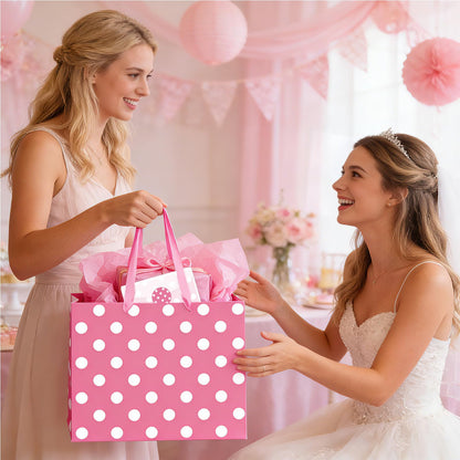 Allparty 11.8" Pink Polka Dot Gift Bag Set - Cartoon Mouse Design with Wrapping Paper, Card, Envelope & Stickers - Girls Birthday Baby Shower Party Favor Supplies