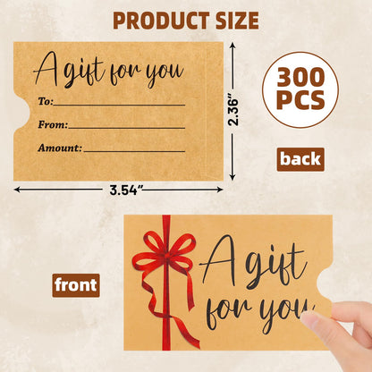 Ceiba Tree 300Pcs Kraft Card Sleeves Credit Card Gift Protector Hotel Key Holders Mini Business Envelopes
