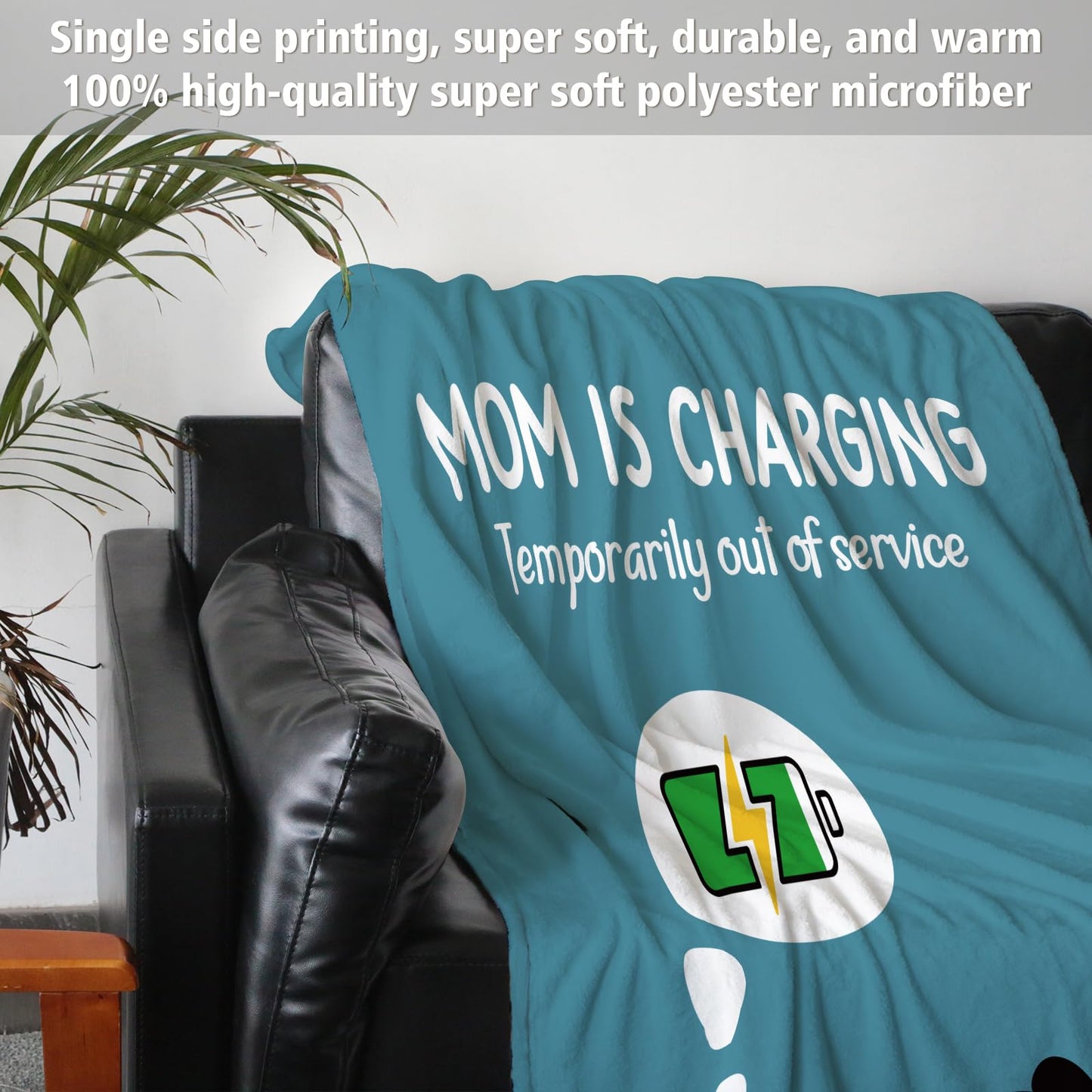 Craftique Mom Birthday Gifts, Funny Gifts for Mom- Mom's Charging Blanket- Moms Gift for Women from Daughter Son Husband, Super Soft Blanket Throw for Napping Travel, 60”×50”
