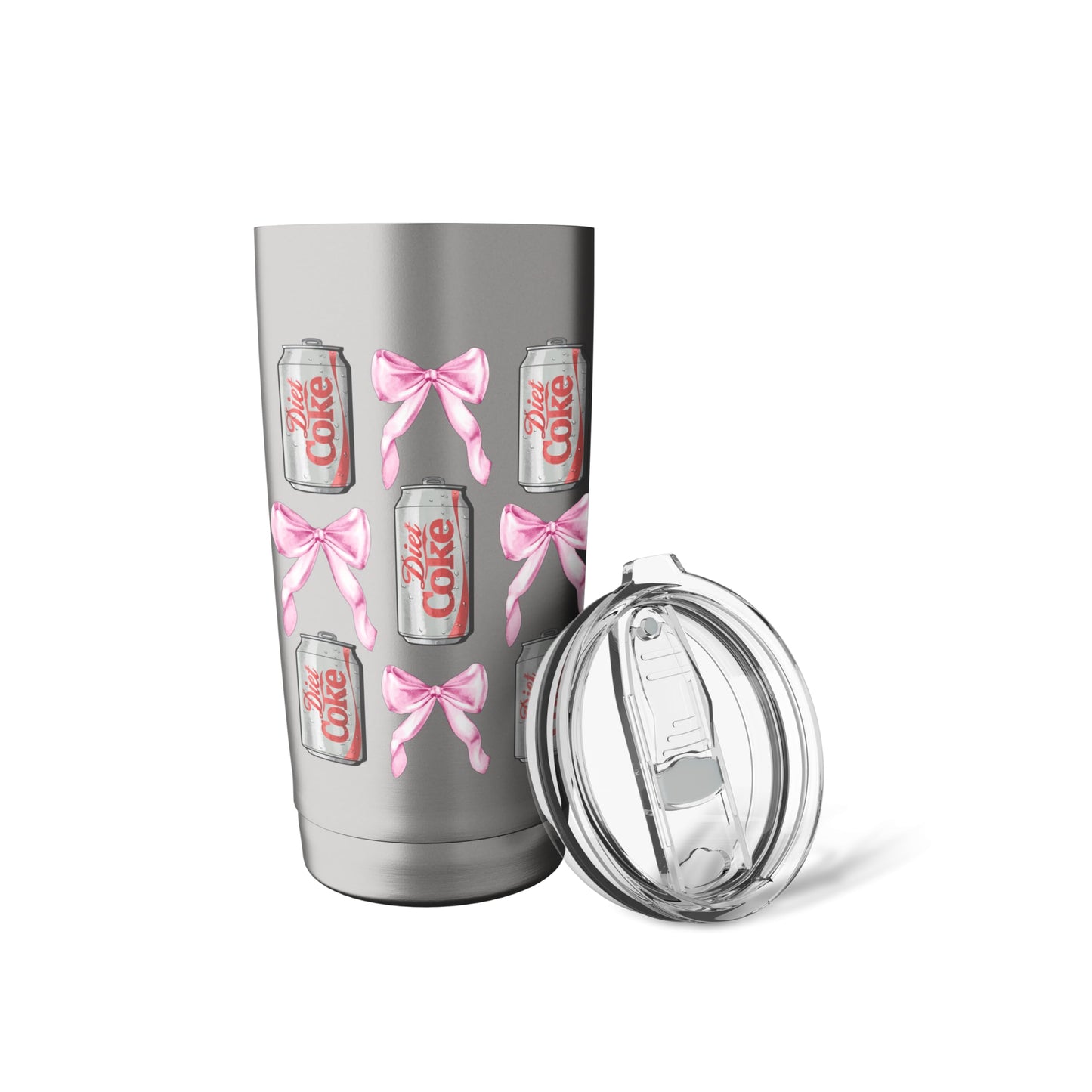 Coca-Cola Diet Coke & Pink Bows Collage Logo Vintage Stainless Steel Insulated Tumbler