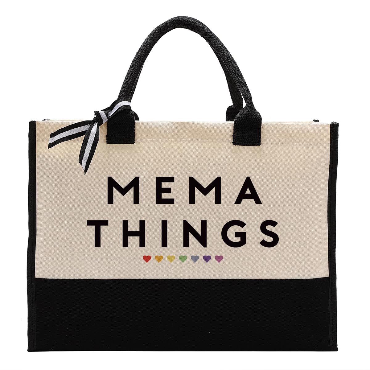 Mema Things Canvas Bag Gift, Mema Gift, Cotton Canvas Tote Bag, Utility Tote Shopping Bag Grocery Bags, Mema Canvas Beach Bag, Novelty Birthday Gift for Women, Mother's Day Gift for Mema Her Grandma
