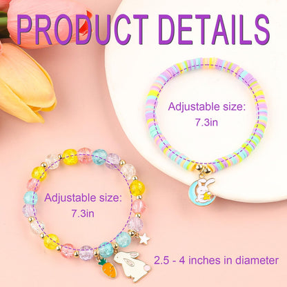Easter Braclets Basket Bunny Gifts, First Communion Baptism Confirmation Christian Easter Gifts for Gir Daughter Granddaughter