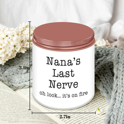 Homsolver Nana Gifts from Grandkids, Birthday Christmas Valentines Mothers Day Gifts for Nana,Nana's Last Nerve Scented Candle