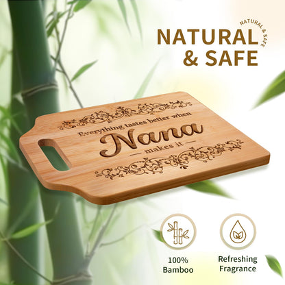 AceThrills Nana Gifts for Nana Birthday Gifts from Grandkids - Engraved Bamboo Cutting Board 12.3"L x 8.7"W x 0.4"Th