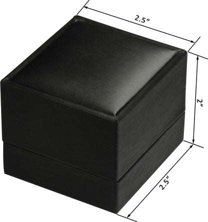 The Jewellery Pak Black Earring Necklace Pendant Set Jewelry Gift Box Premium Soft Touch PU Leather Exterior Material Pure White Velvet Interior Size 2.5〞(W)*2.5〞(D)*2〞(H)