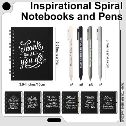 Baderke 6 Sets Employee Appreciation Gifts Bulk Include 12 oz Appreciation Mugs Inspirational Spiral Notebooks and Pens Thank You Staff Gifts for Employee Coworkers Volunteer Team Favors (Black)
