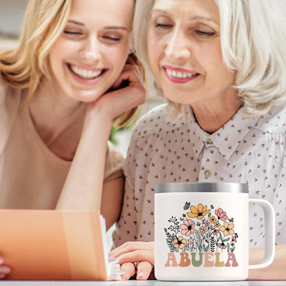 Lifecapido Abuela Gifts, Abuela 14oz Insulated Coffee Mug, Grandma Christmas Birthday Mothers Day Gifts for Abuela Grandma Grandmother, Creamy