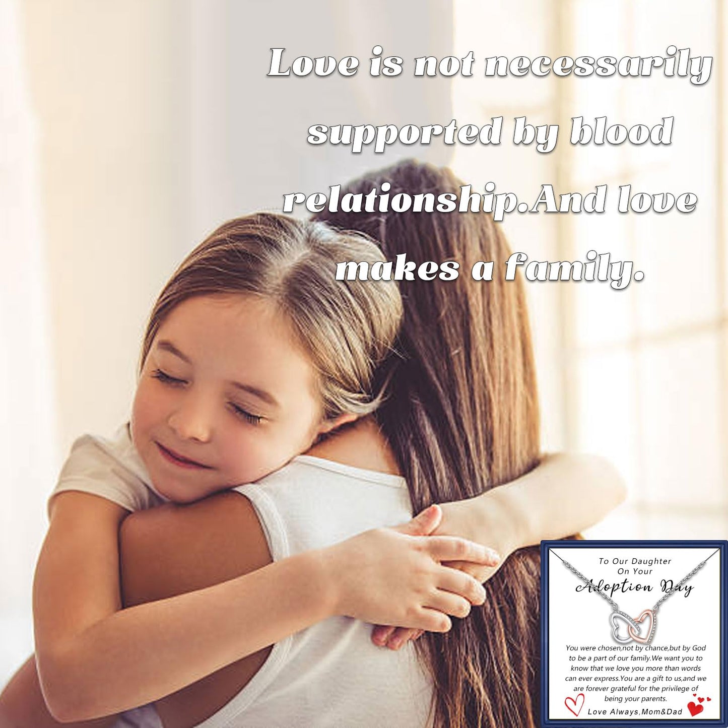 MollyQueen Adoption Gifts Adoption Day Gifts Adoptive Jewelry Interlocking Heart Necklace