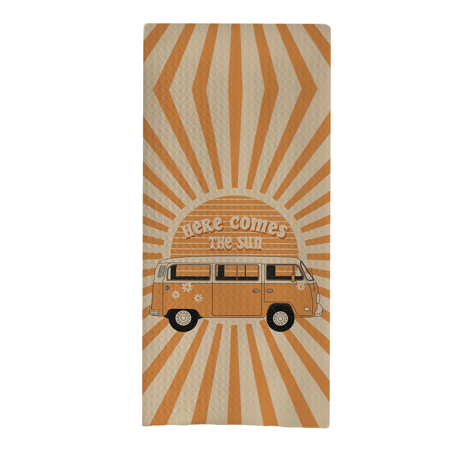 Hippie Gifts Dish Towels - Here Comes The Sun Waffle Weave Kitchen Towels, Hippie Decorative Hand Towels for Bathroom, Boho Sunshine Gifts for Women (16×24 Inches)