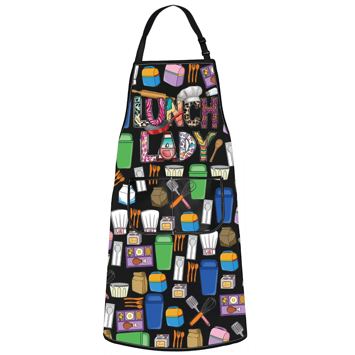 WZMPA Lunch Lady Apron With Pockets School Lunch Lady Appreciation Gift School Cook Adjustable Apron For Cafeteria Worker
