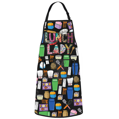 WZMPA Lunch Lady Apron With Pockets School Lunch Lady Appreciation Gift School Cook Adjustable Apron For Cafeteria Worker
